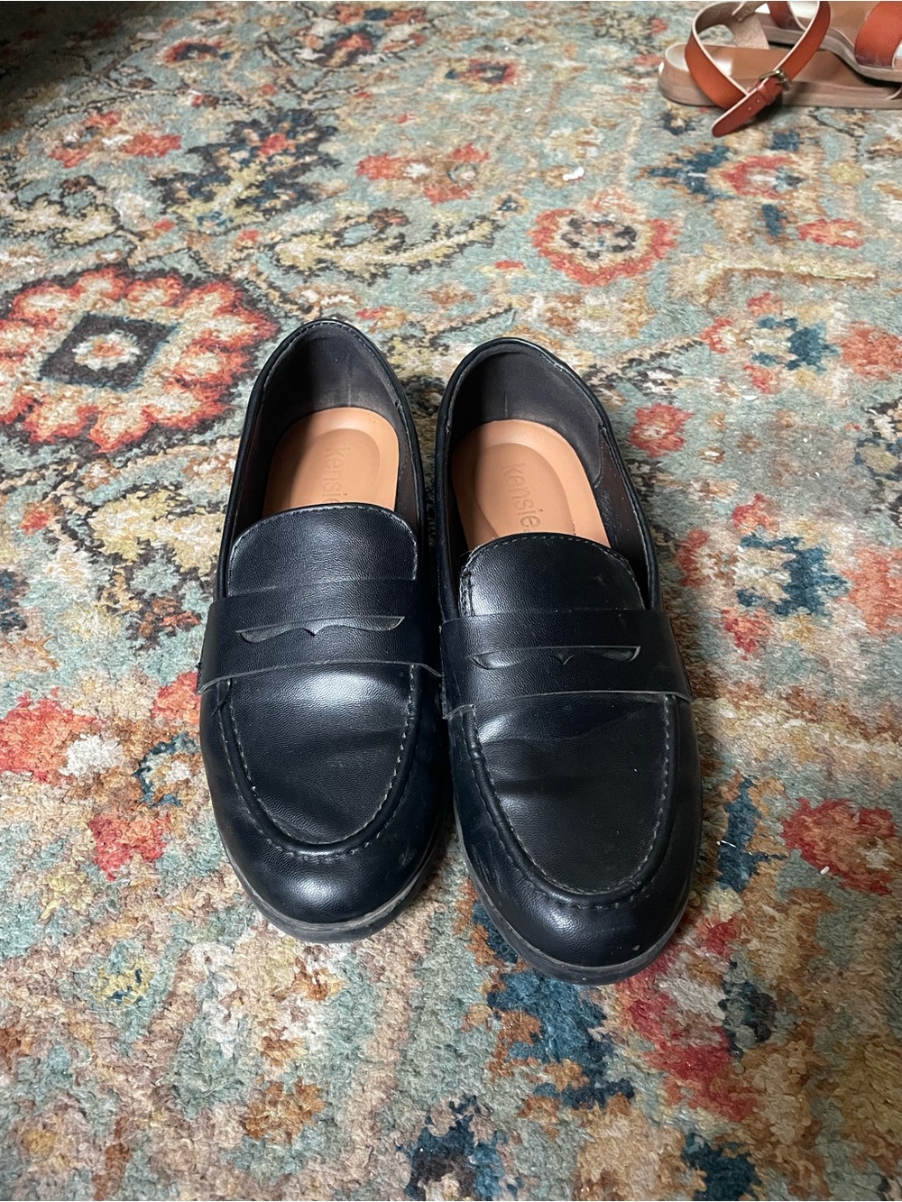 Women’s Black Leather Penny Loafers